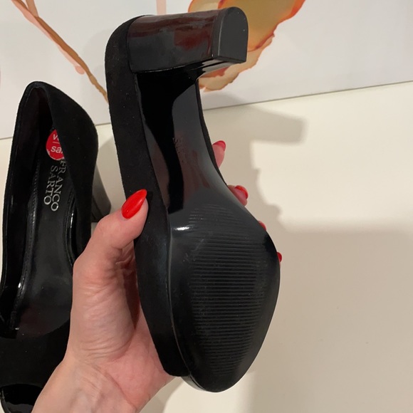 Franco Sarto black suede open toe heeled shoes - Picture 4 of 4